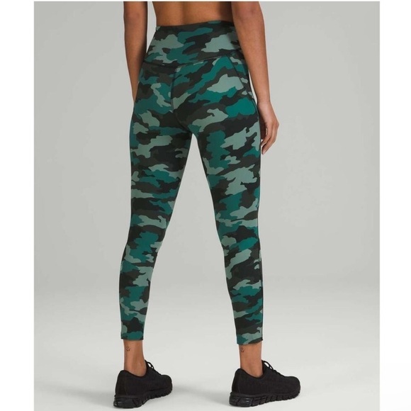 Lululemon Base Pace High-Rise Running Leggings Heritage Camo Teal Multi Size 6 - Picture 1 of 9